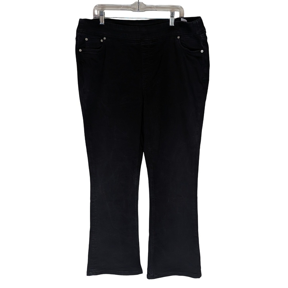 Denim & Co Jeans Womens 20W Black Cozy Touch Baby Boot Pull-On Stretch